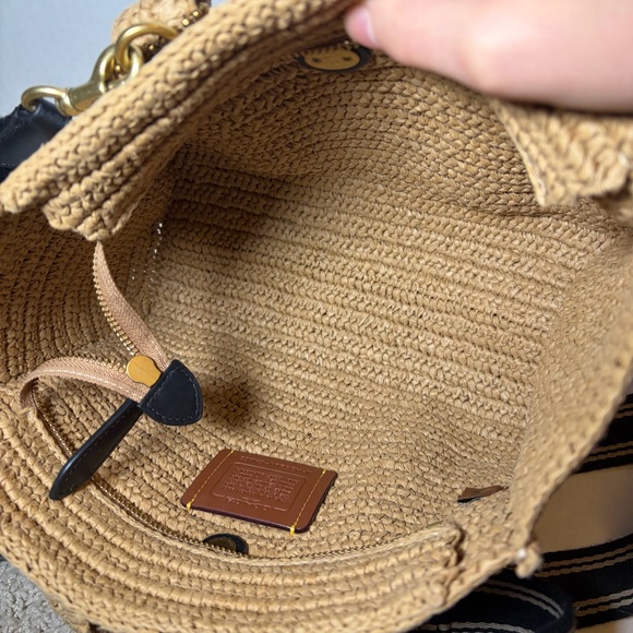 Coach Cargo Embroidered Logo Straw Tote Bag 20 B4/natural - Picture 5 of 6